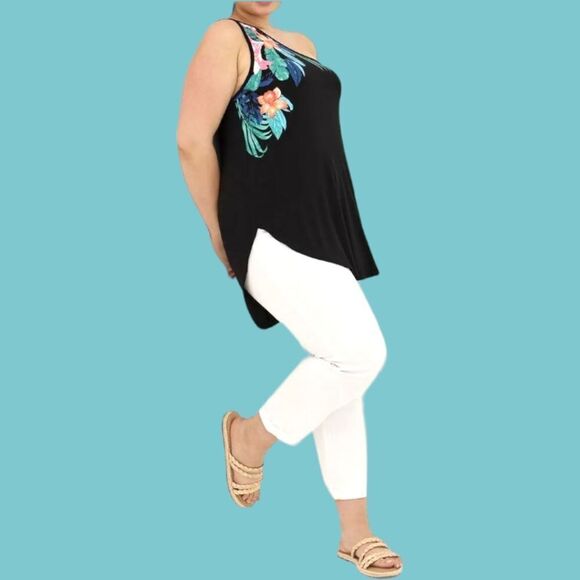 TORRID PLUS - Floral Favorite Super Soft One Sided Shoulder tunic 3X - Picture 7 of 16